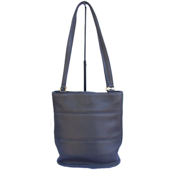 Vintage Handbag COACH Purse 9099 1998 Y2K Tribeca Gray Leather Bucket Bag - Picture 2 of 7